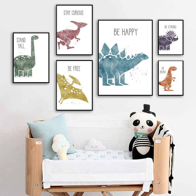 Cute Dinosaur Cartoon Animal Q - đánh giá và giá Baby Nursery Quotes Wall Art